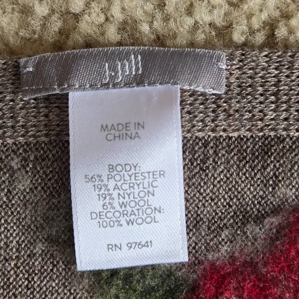 NWOT J. Jill Knit Scarf with Needle Felted Wool Flowers